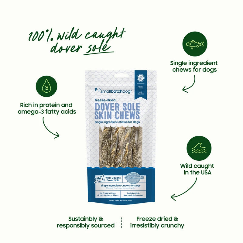 Smallbatch🐶Dover Sole Fish Skin Chews 1.5oz