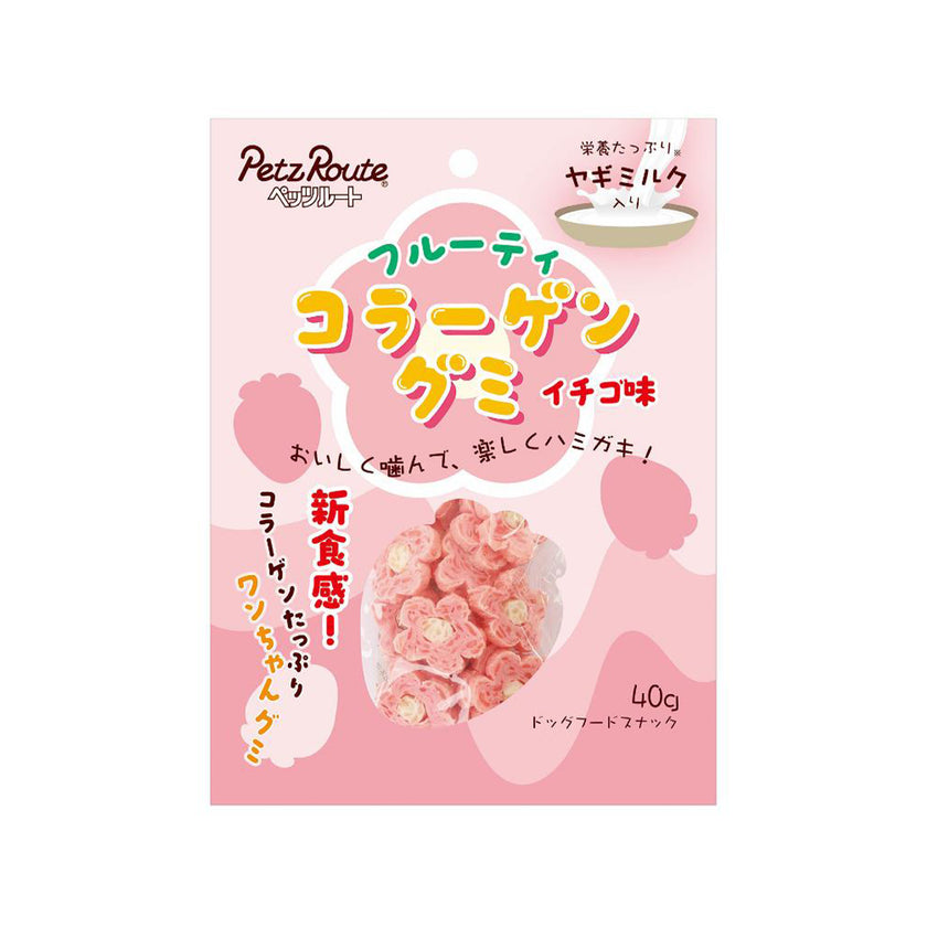 PetzRoute🐶Strawberry Collagen Flowers Dental Chew Bites 40g