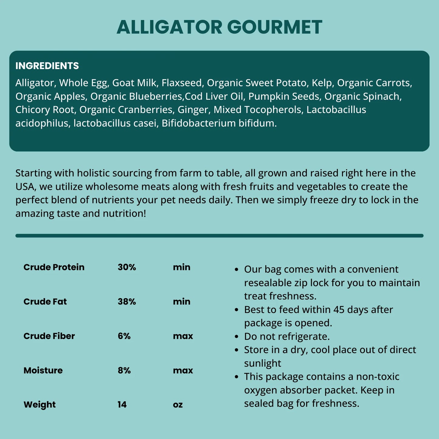 Shepherd Boy Farms🐱🐶Freeze-Dried Raw Food - Alligator Gourmet 14oz