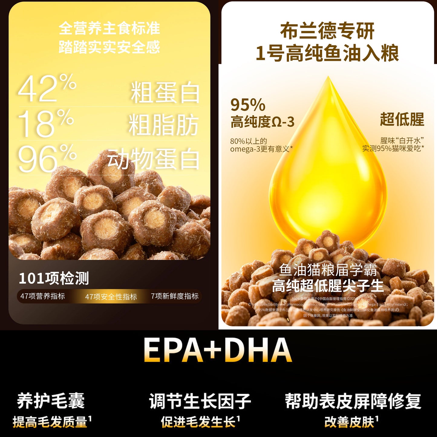 Bright🐱45 Days Skin & Coat Renew Fish Oil Freeze Dried Core Flower Dry Food 1.8kg