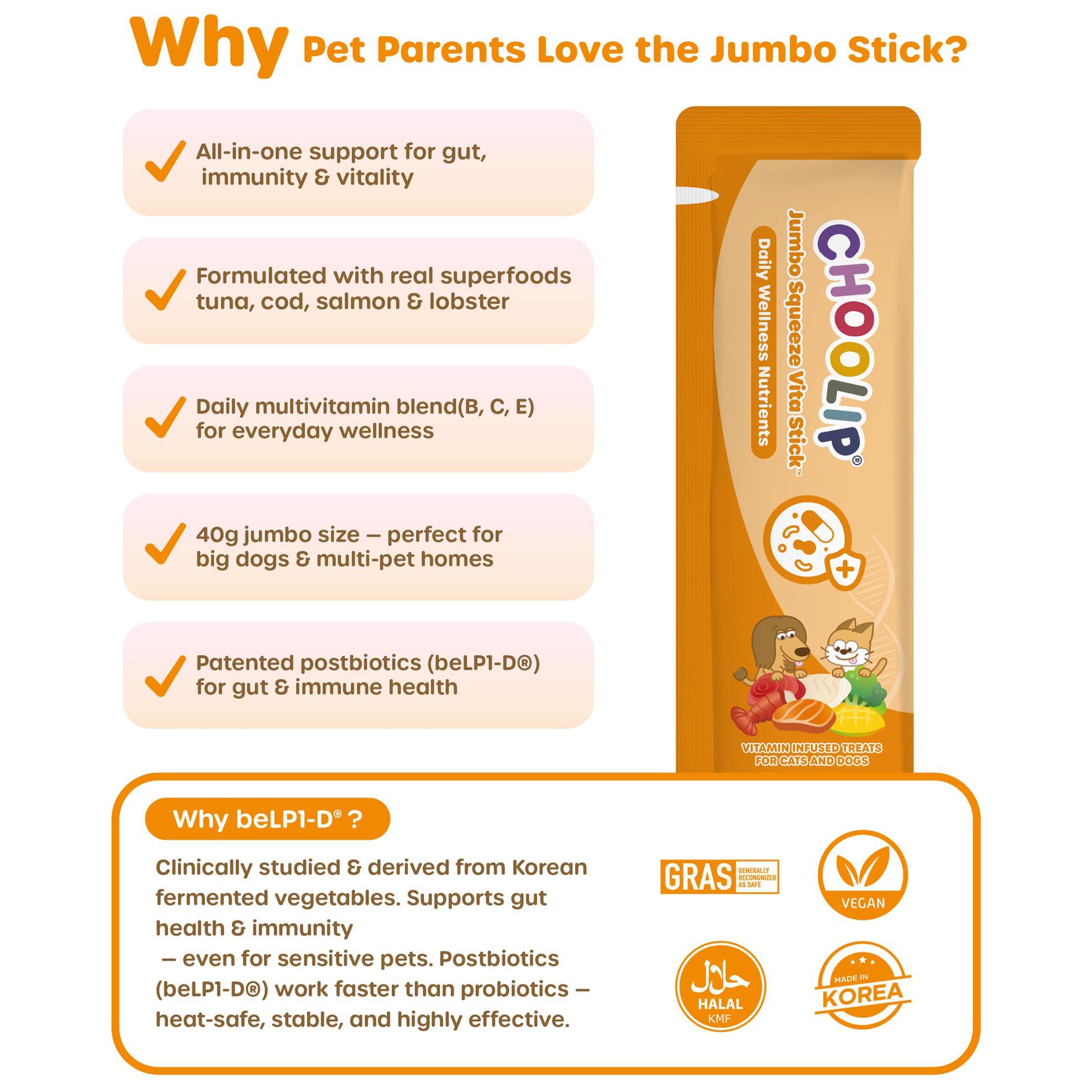 Choolip🐱🐶JUMBO Squeeze Vita Stick 20pc