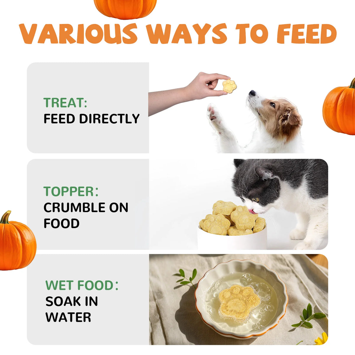 PawUp🐱🐶Freeze Dried Quail Egg Yolk & Pumpkin Paws 3.5oz