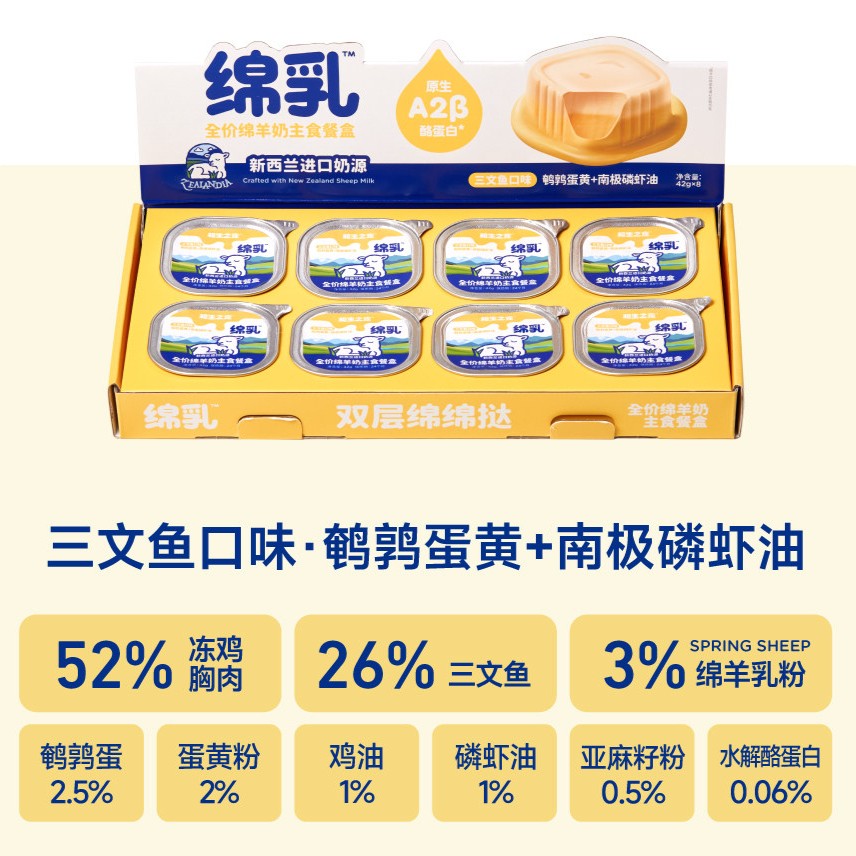 DogsPlus🐱Double-Layer Sheep Milk Fluffy Tart Complete Wet Food 42g*8