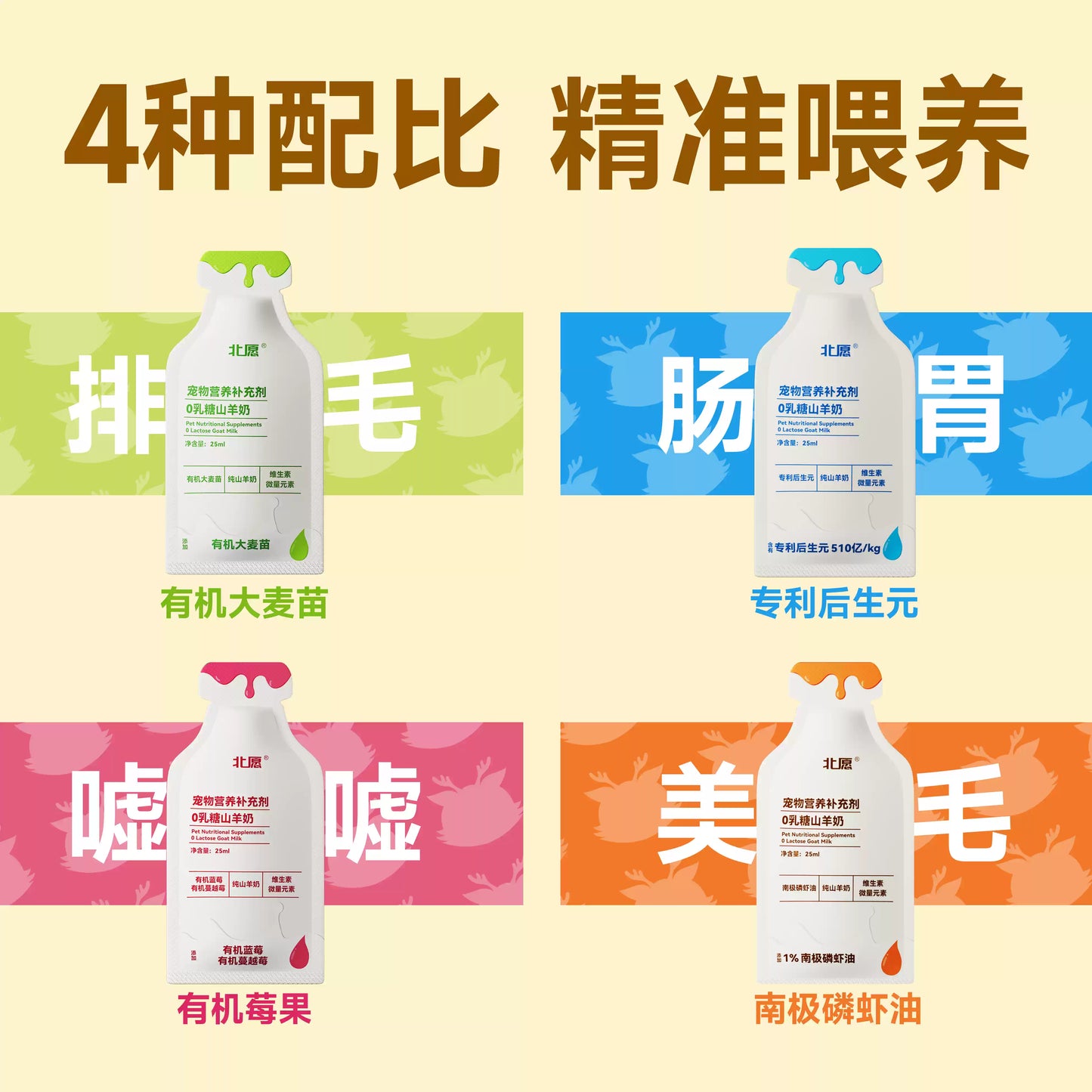 North Wish🐱🐶Lactose-Free Functional Goat Milk Pouch 25g*8