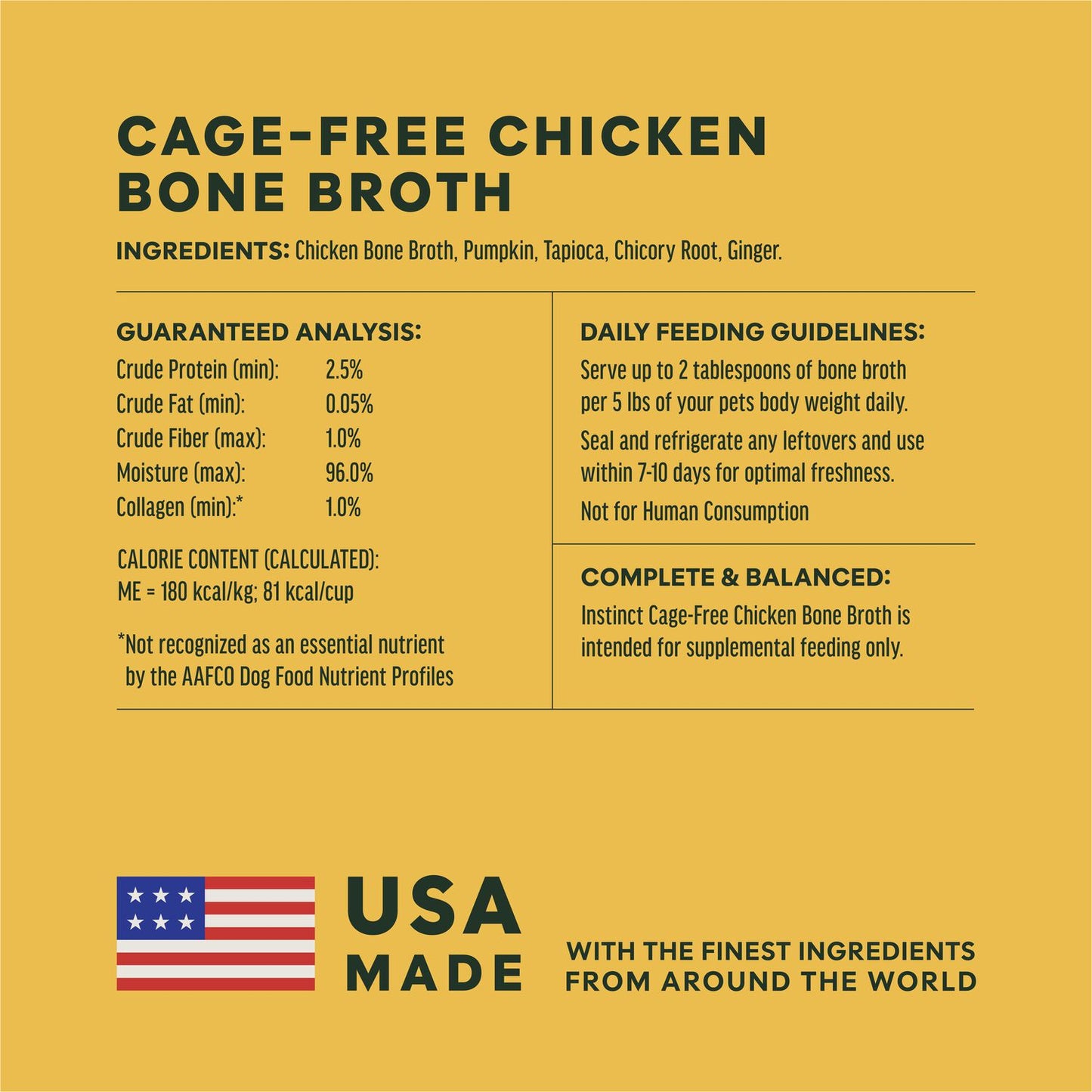 Instinct🐶Cage-Free Chicken Bone Broth 16oz