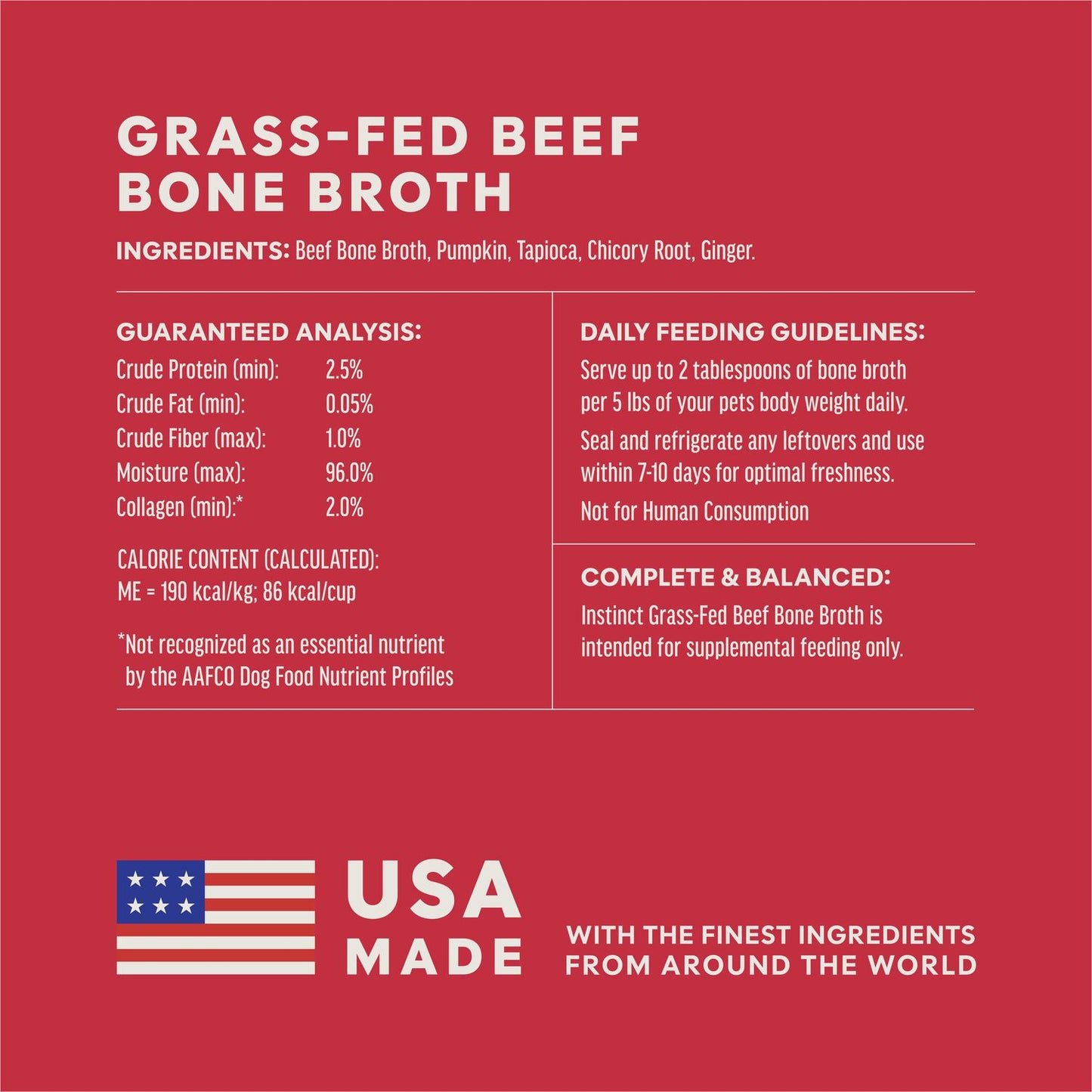 Instinct🐶Grass-Fed Beef Bone Broth 16oz