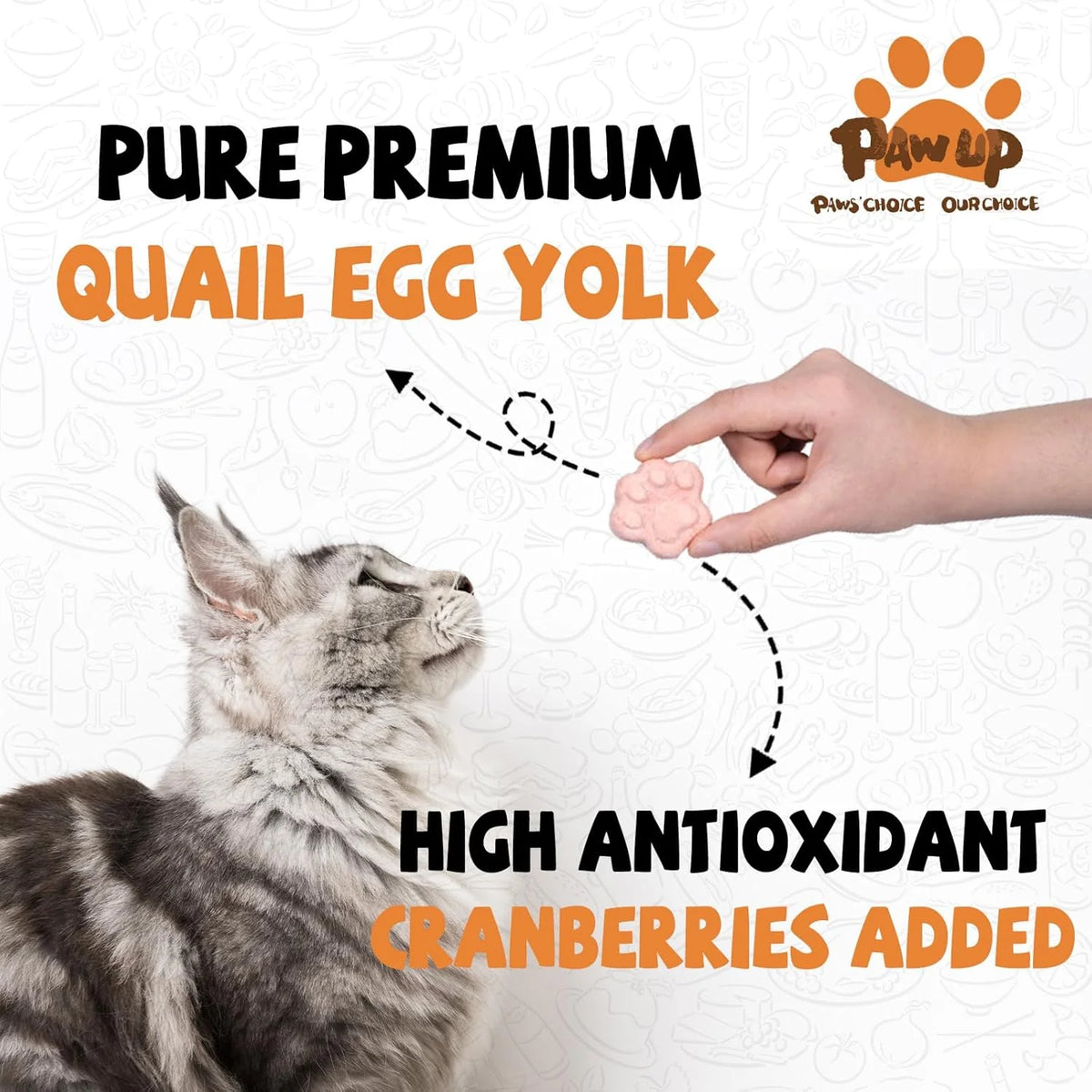 PawUp🐱🐶Freeze Dried Quail Egg Yolk & Cranberry Paws 3.5oz