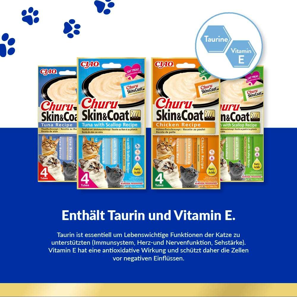 Inaba🐱Churu Purees Skin & Coat Chicken 4pc