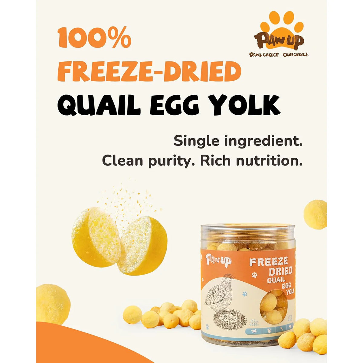 PawUp🐱🐶Freeze Dried Quail Egg Yolk 4.2oz