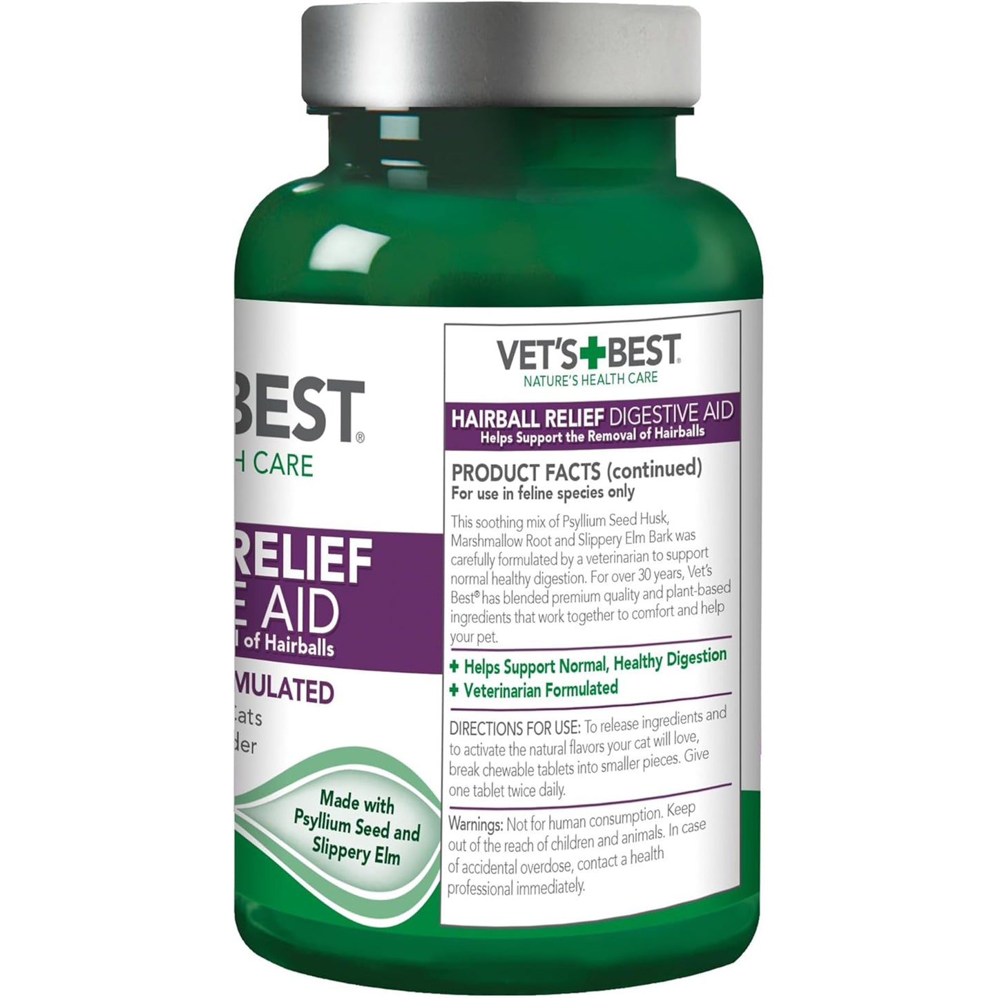 Vet's Best🐱Hairball Relief Digestive Aid Chicken Flavor Chewable Tablets 60ct