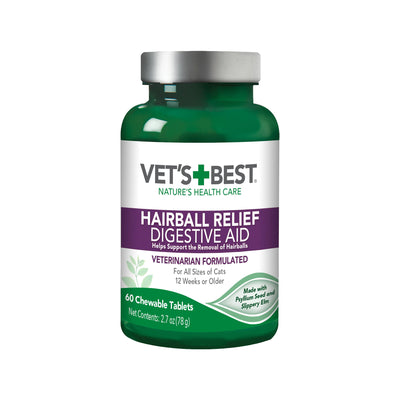 Vet's Best🐱Hairball Relief Digestive Aid Chicken Flavor Chewable Tablets 60ct