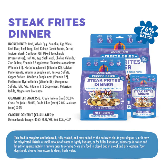 Weruva🐶Steak Frites Dinner Freeze Dried Gently Cooked Meal