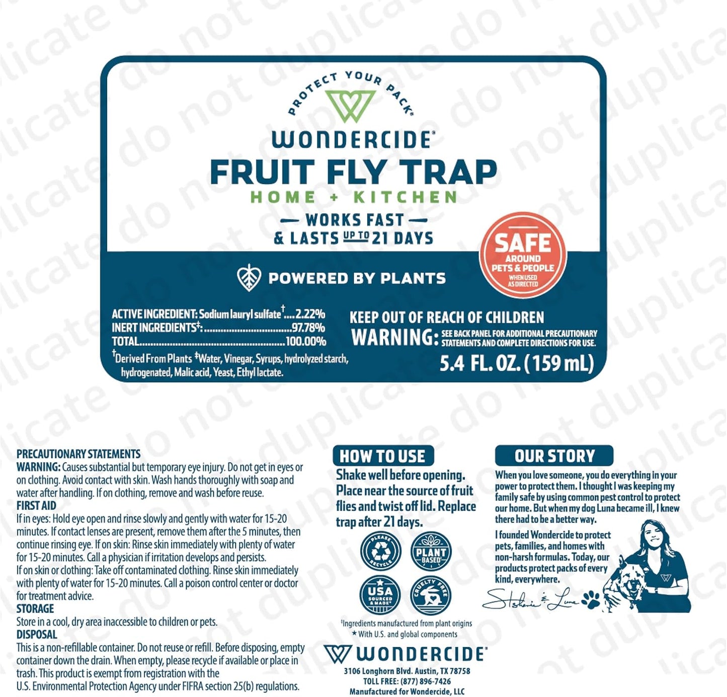 Wondercide🐱🐶Fruit Fly Trap Home & Kitchen 4.5oz