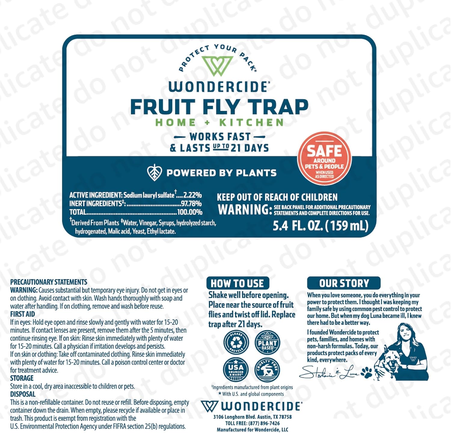Wondercide🐱🐶Fruit Fly Trap Home & Kitchen 4.5oz