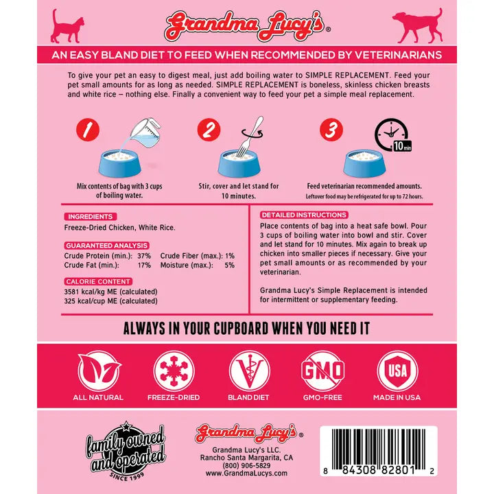 Grandma Lucy‘s🐱🐶Freeze Dried Simple Replacement Anti-Diarrhea - Chicken 7oz