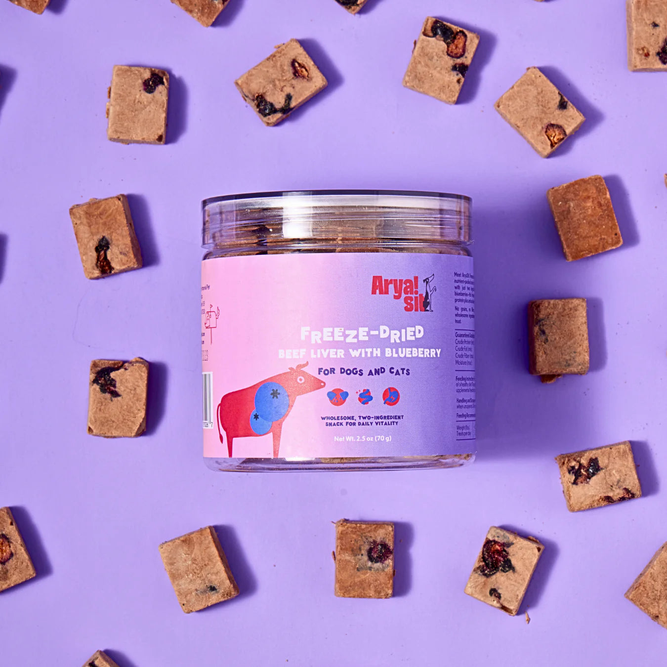 AryaSit🐱🐶Freeze Dried Beef Liver & Blueberry 2.5oz