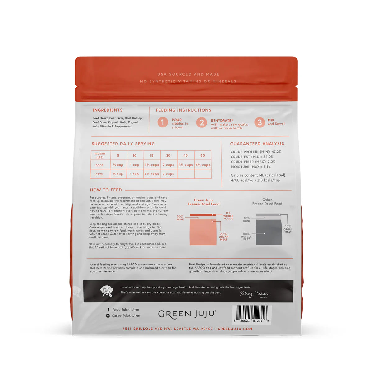 Green JuJu🐶Freeze Dried Raw Diet Beef Recipe 14oz