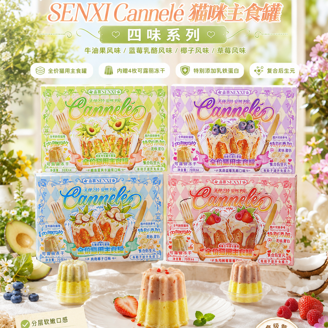 SENXI🐱Freeze Dried & Complete Wet Food Canelé Box 70g*4