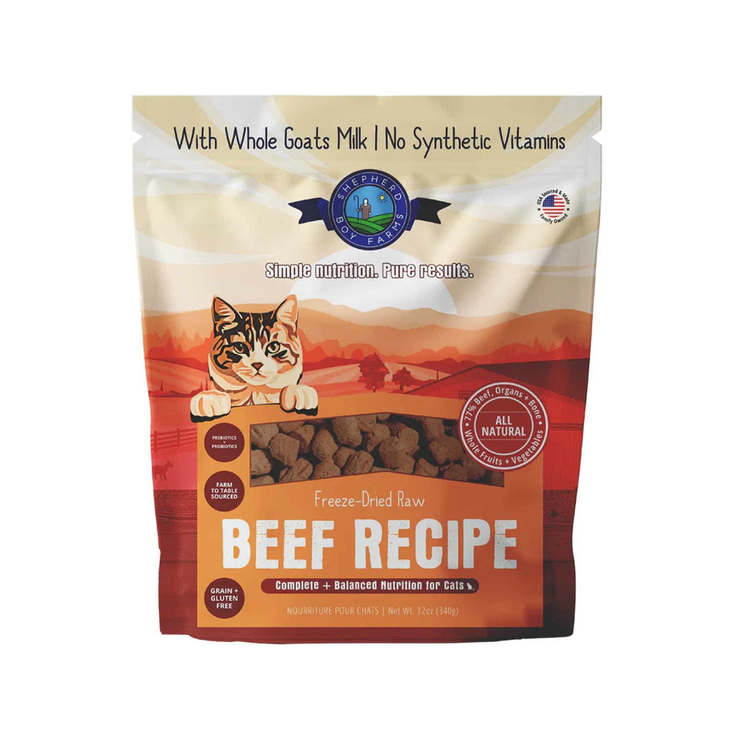 Shepherd Boy Farms🐱Freeze-Dried Raw Food - Beef Recipe 12oz