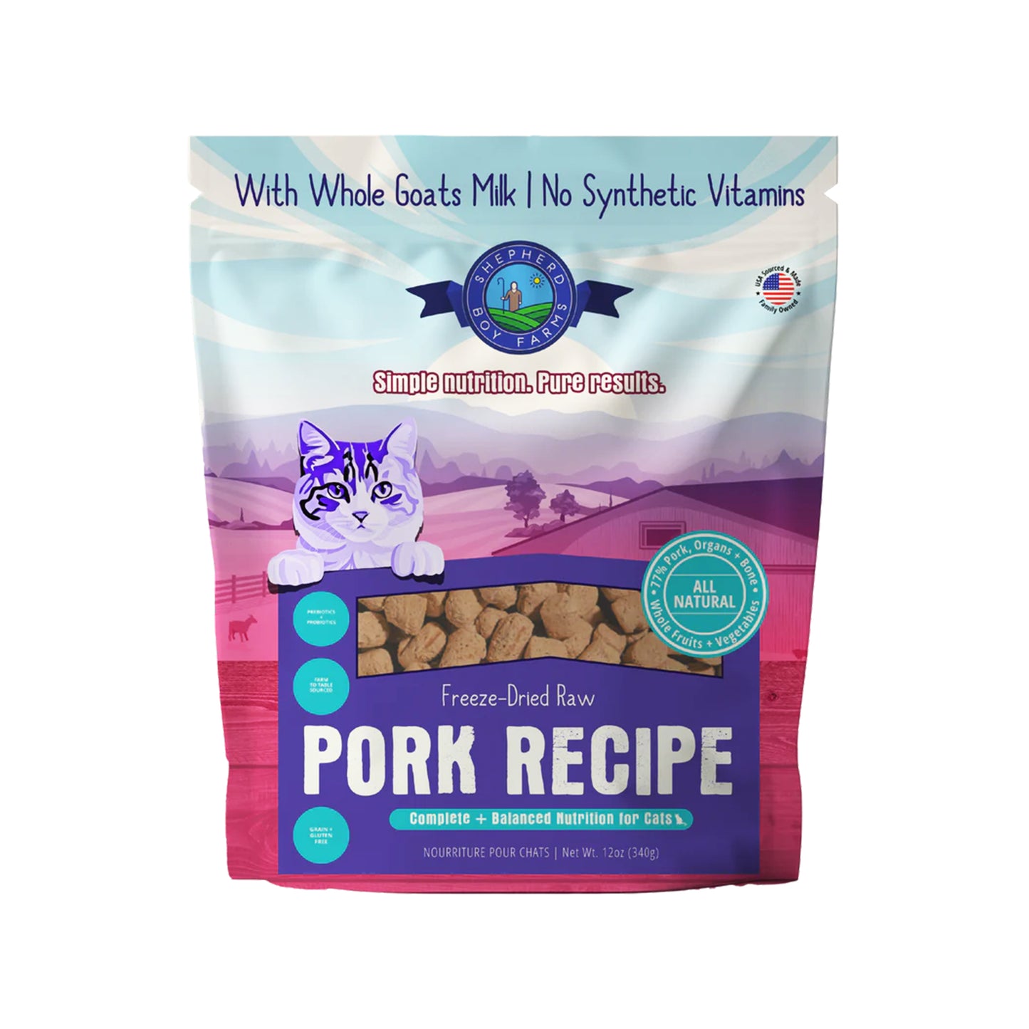Shepherd Boy Farms🐱Freeze-Dried Raw Food - Pork Recipe 12oz