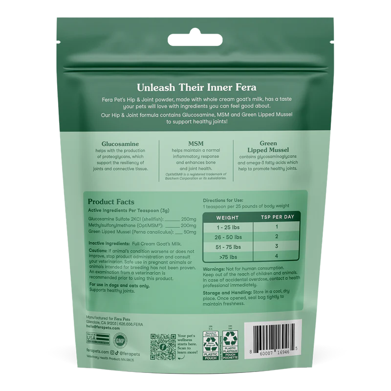 Fera Pets🐱🐶Hip + Joint Goat Milk 180g