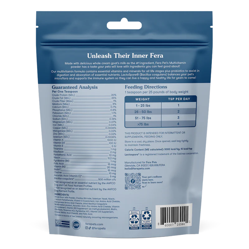 Fera Pets🐱🐶Multivitamin Goat Milk 180g