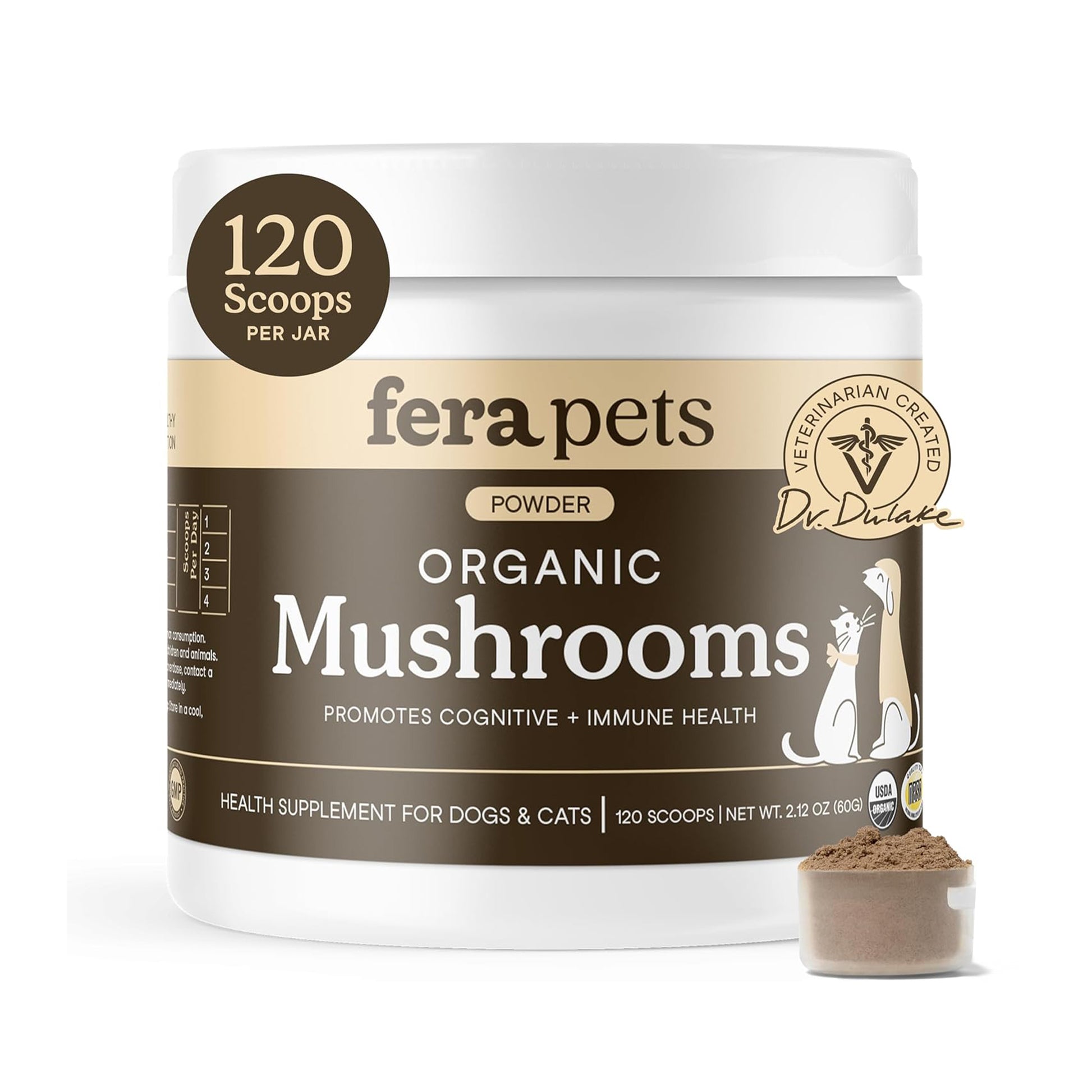 Fera Pets🐱🐶USDA Organic Mushroom Blend for Immune Support 60g