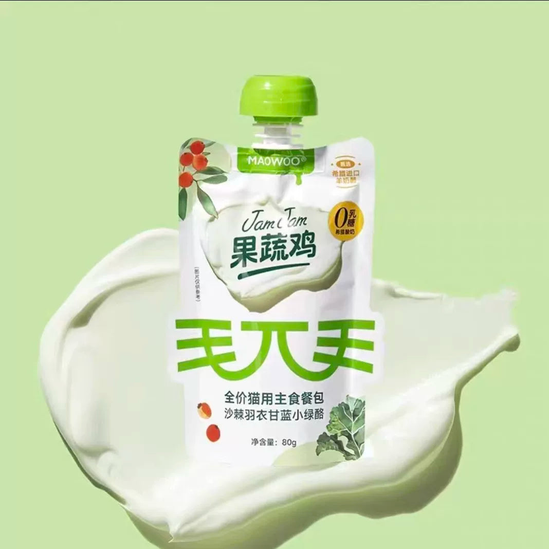 MAOWOO🐱Goat Cheese & Yogurt JamJam Superfood Chicken Complete Wet Pouch 80g