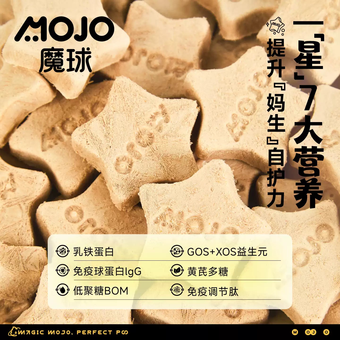 MOJO🐱🐶Freeze Dried Immune LactoGuard Chicken & Milk Stars 55g
