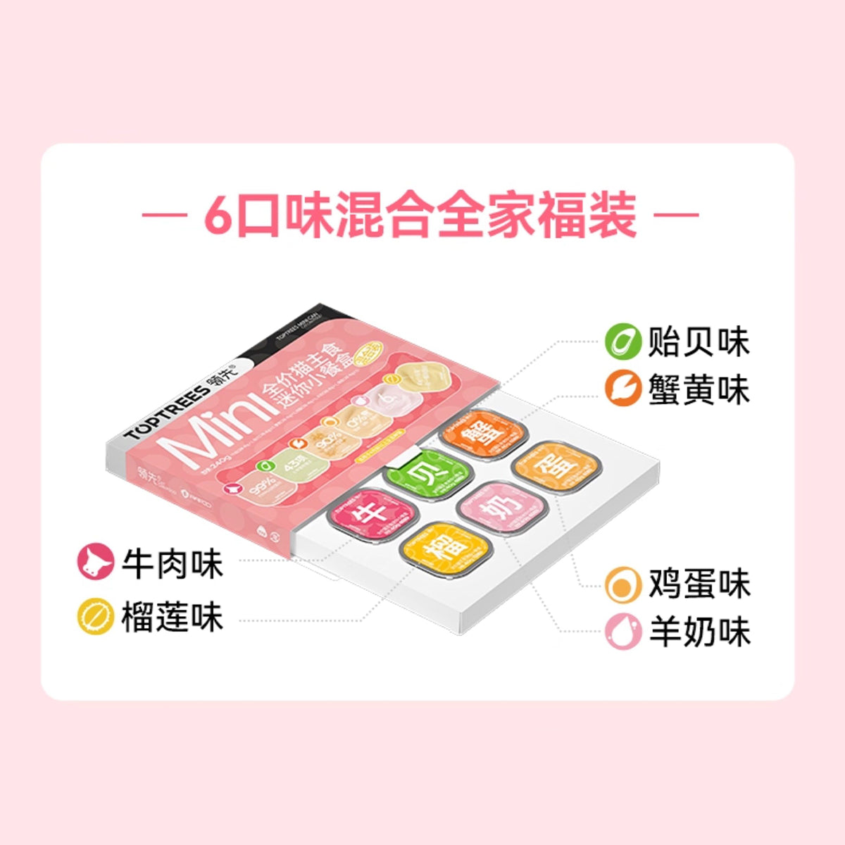 Toptrees🐱6 Flavor Mixed Complete Mini Wet Food 40g*6