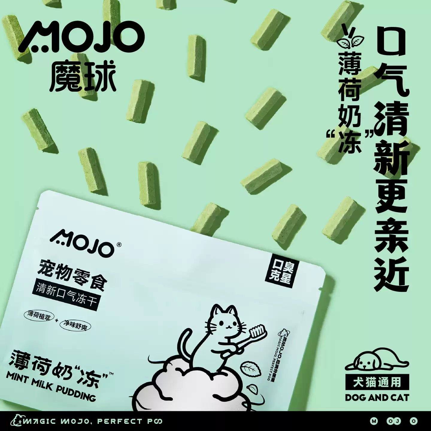 MOJO🐱Freeze Dried Mint & Goat Milk Dental Bites 25g