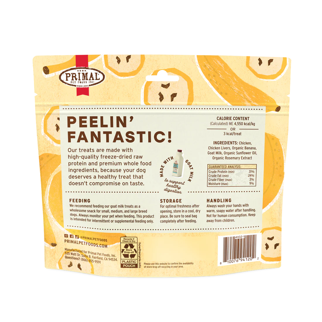 Primal🐶Freeze Dried Raw Treats Peelin’ Fantastic 2oz
