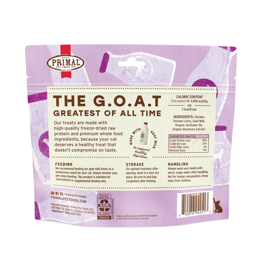 Primal🐱Freeze Dried Raw Treats The G.O.A.T. 2oz