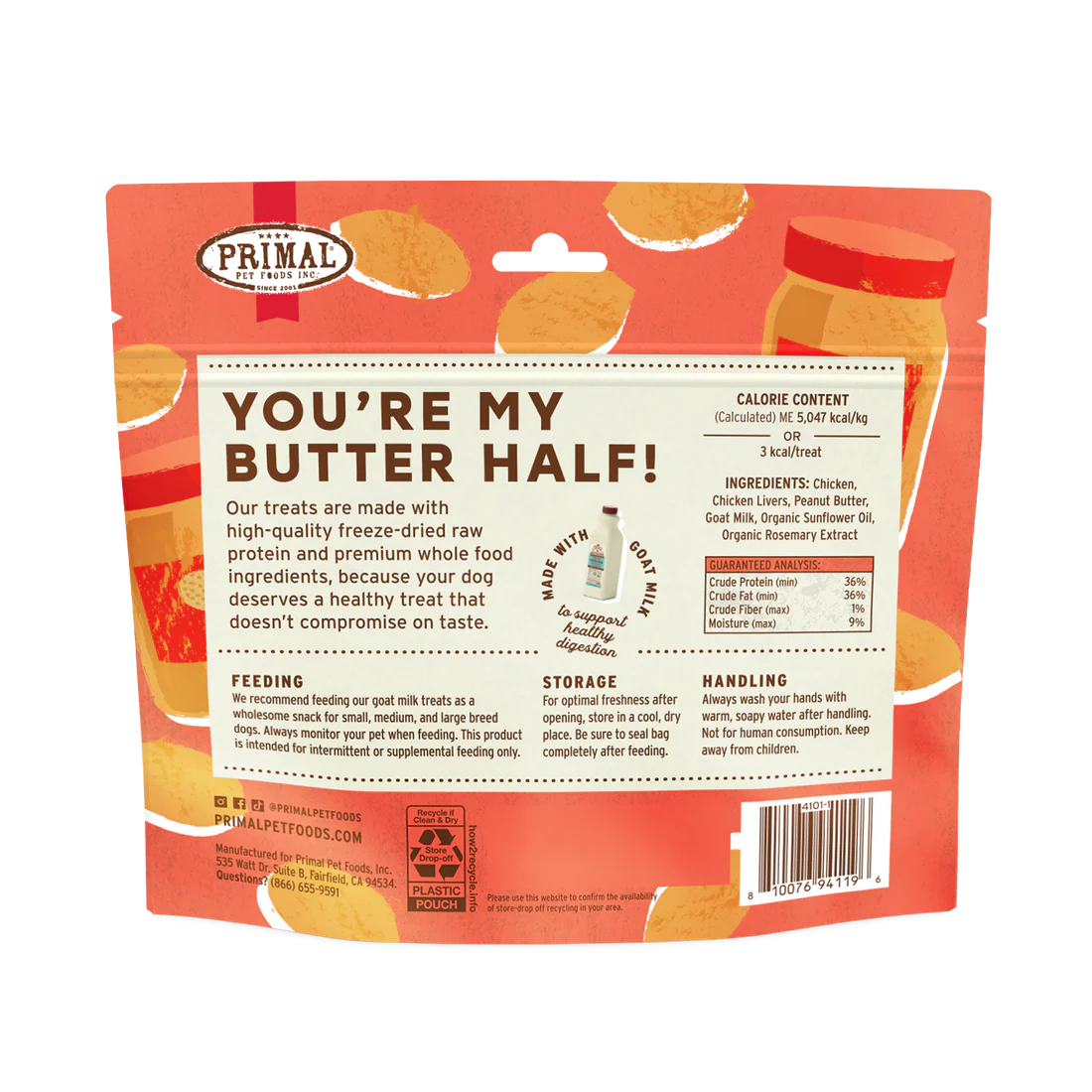 Primal🐶Freeze Dried Raw Treats You're My Butter Half 2oz