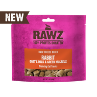 RAWZ🐱Freeze Dried Rabbit, Goat's Milk & Green Mussels Crunchy Treats 1oz