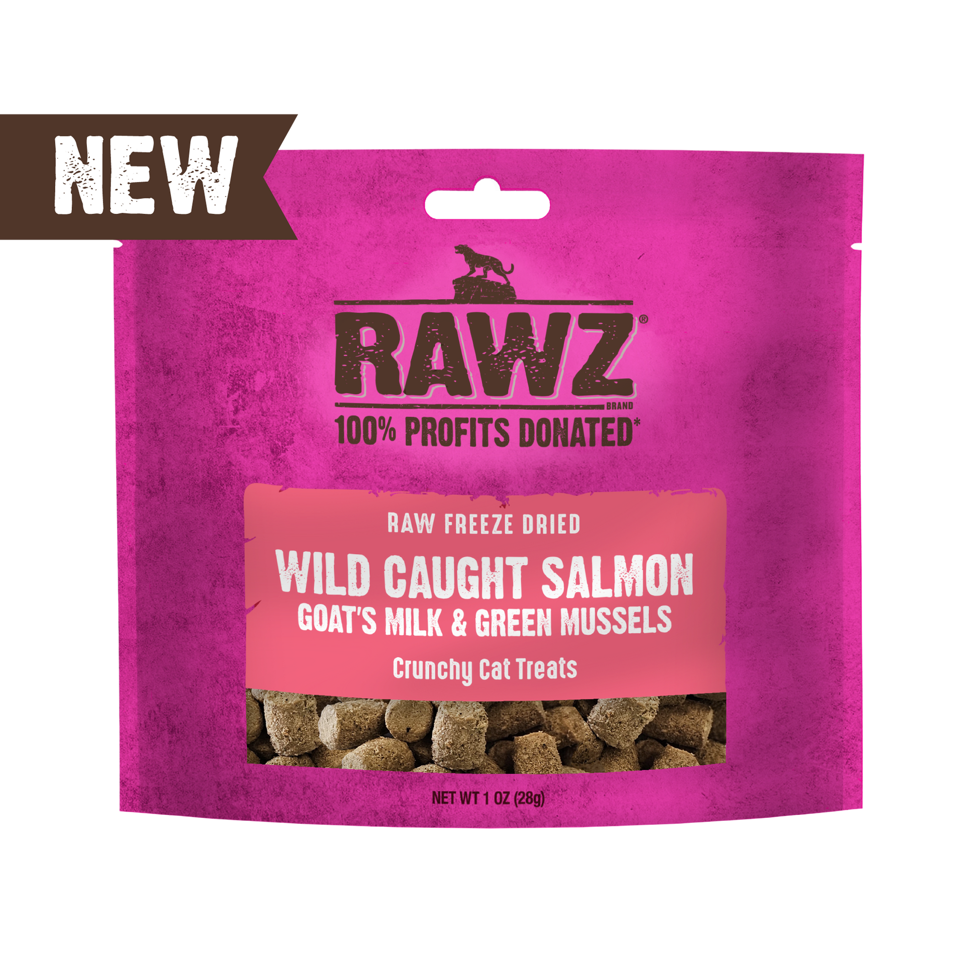 RAWZ🐱Freeze Dried Wild Caught Salmon, Goat's Milk & Green Mussels Crunchy Treats 1oz