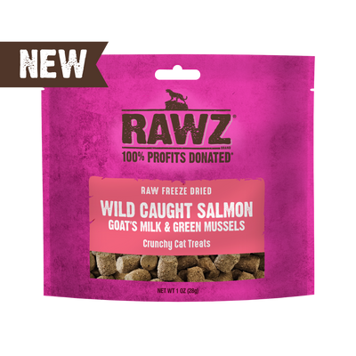 RAWZ🐱Freeze Dried Wild Caught Salmon, Goat's Milk & Green Mussels Crunchy Treats 1oz