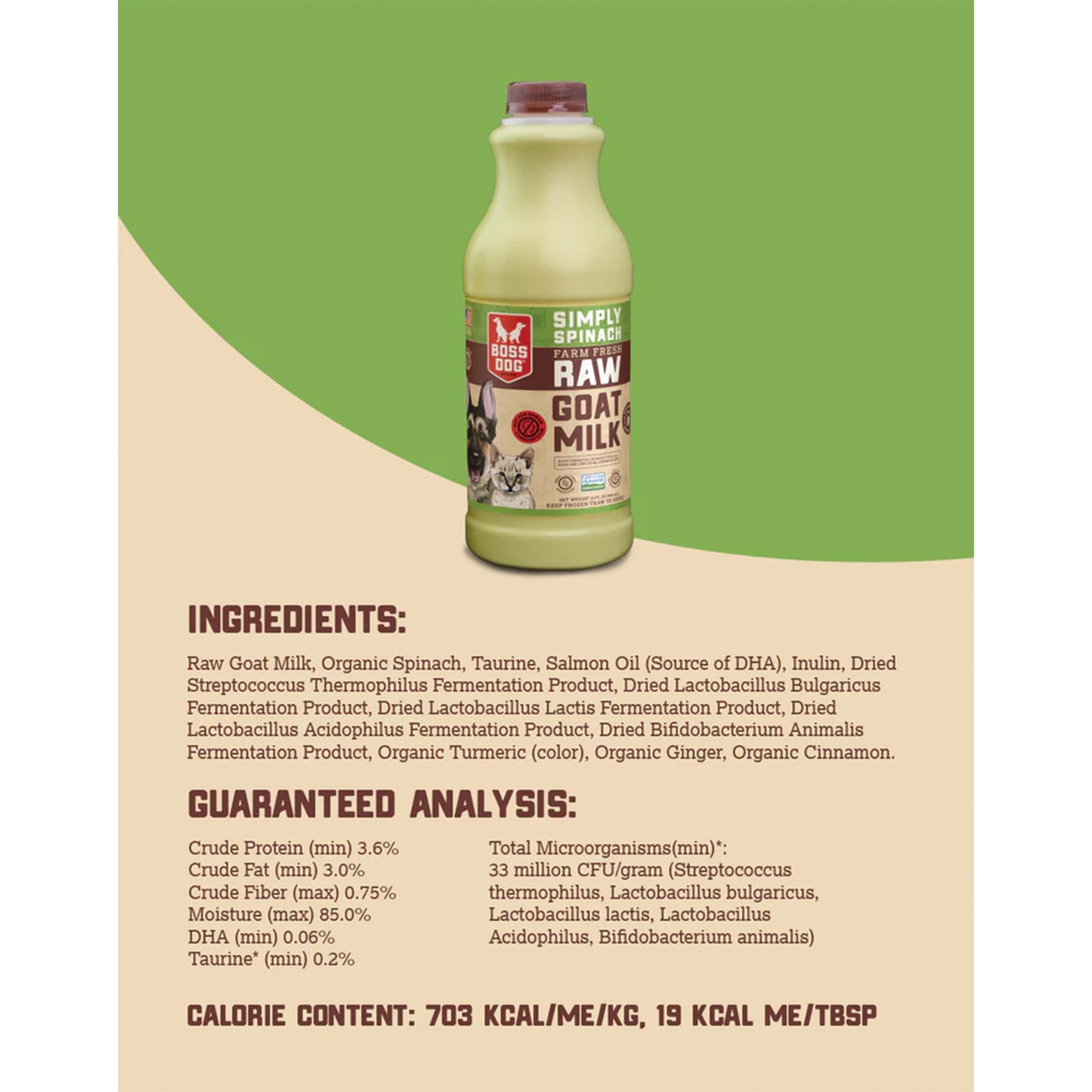 BossDog🐱🐶Frozen Raw Goat Milk With Probiotics 32oz