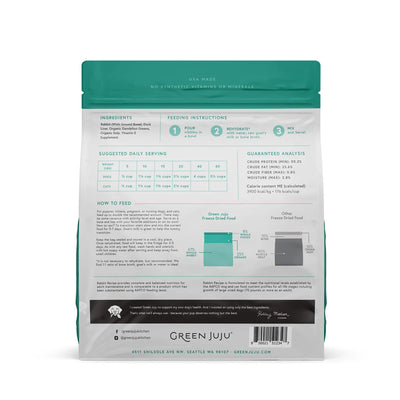 Green JuJu🐶Freeze Dried Raw Diet Rabbit Recipe with Duck Liver 14oz