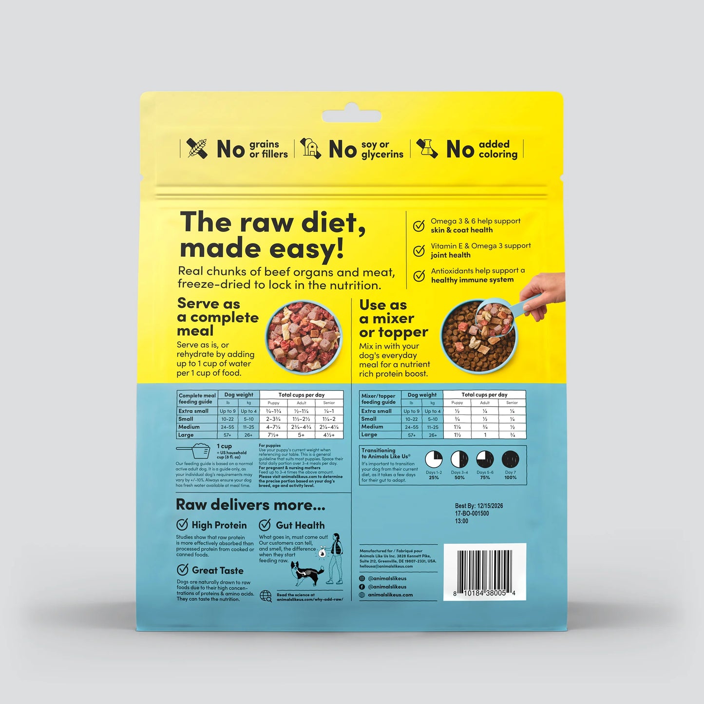 Animals Like Us🐶Freeze Dried Raw100 Beef Organs Recipe Meal 13oz