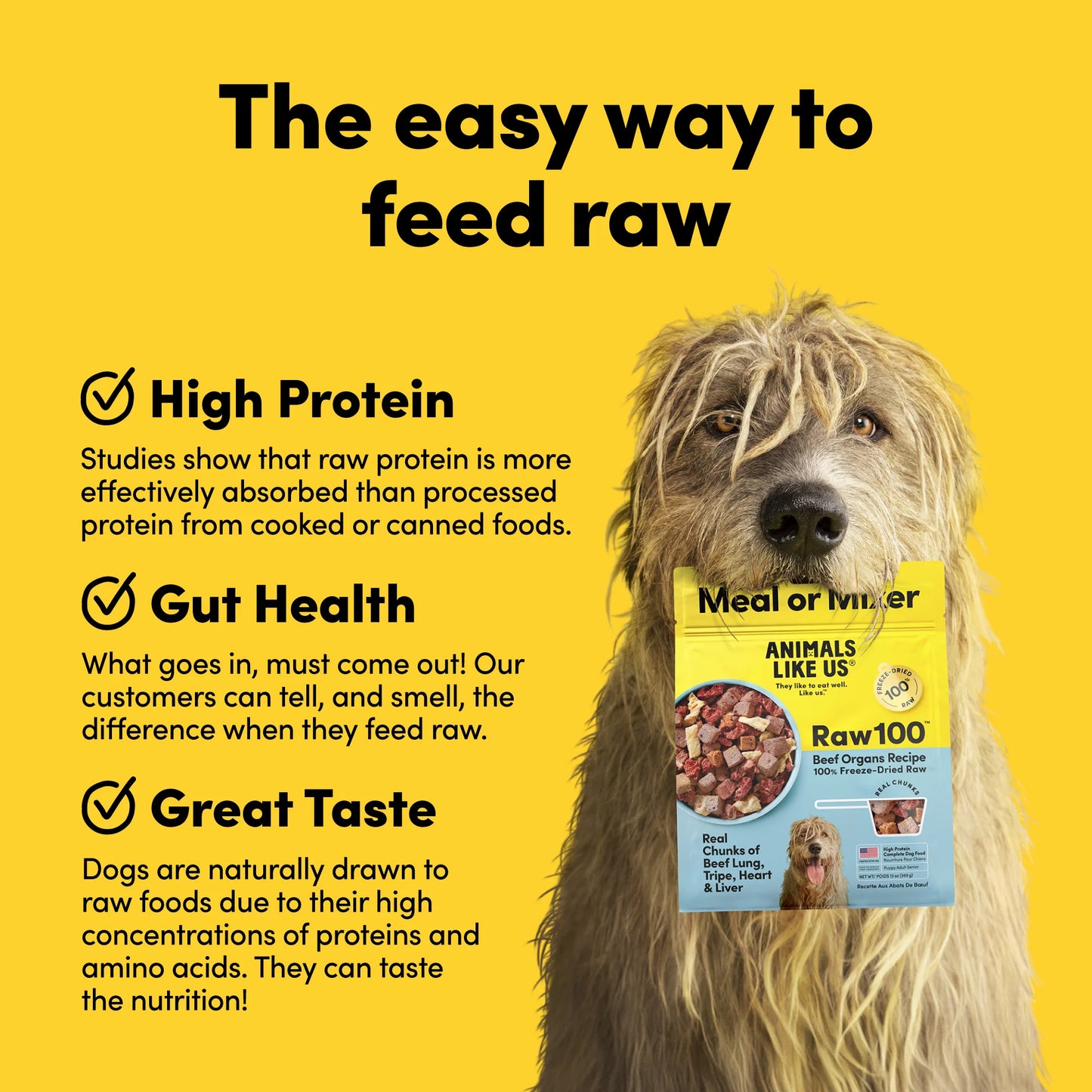 Animals Like Us🐶Freeze Dried Raw100 Beef Organs Recipe Meal 13oz