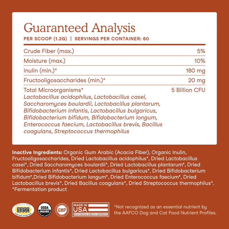 Fera Pets🐱🐶USDA Organic Probiotics + Prebiotics 72g