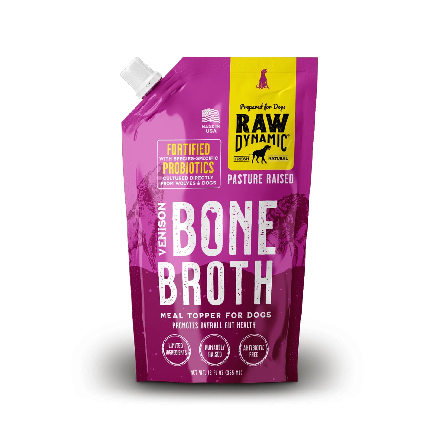 Raw Dynamic🐶Frozen Bone Broth Pasture Raised Venison 12oz