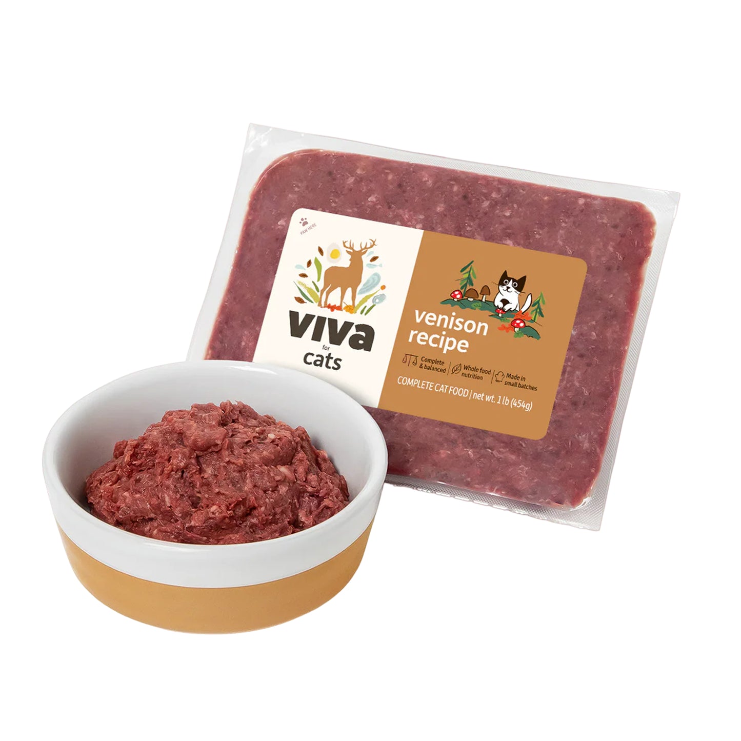 Viva Raw🐱Frozen Cat Complete Meal - Ground Venison 2lb