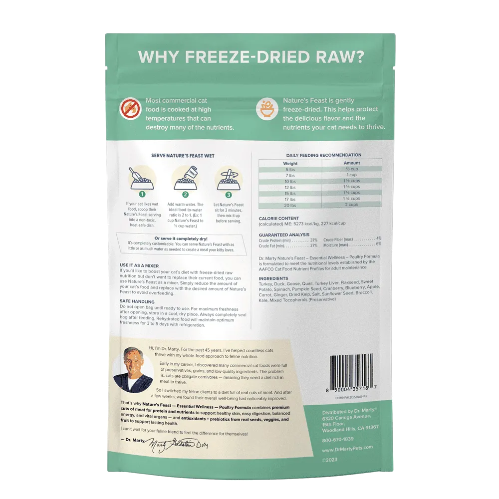 Dr.Marty🐱Nature's Feast Freeze Dried Essential Wellness Poultry 12oz