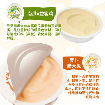 WuliWuli🐱Custard Tart Complete Meal Wet Food - Pumpkin Chicken & Carrot Rabbit 50g*4