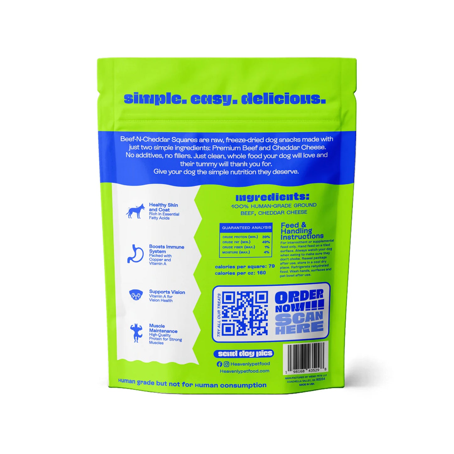 Heavenly🐶Freeze Dried Simple Snacks - Beef-N-Cheddar Squares 2.5oz