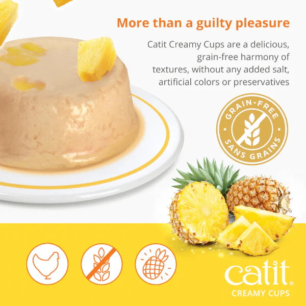 Catit🐱Creamy Cups Chicken Mousse & Pineapple 4*25g