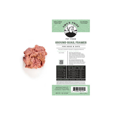Oma's Pride🐱🐶Frozen Exotic Ground Quail 1lb