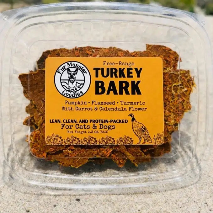Fur Monster🐱🐶Air Dried Bark Turkey & Pumpkin · Turmeric · Carrot · Calendula 2.5oz
